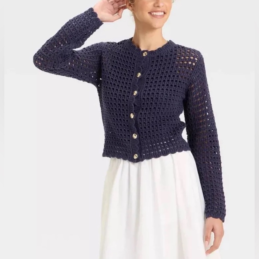 Crochet button-front cardigan